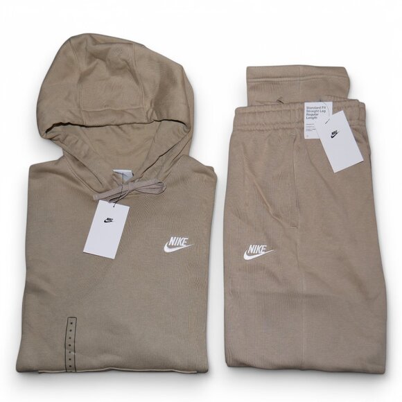 Nike Fleece 2 Piece Khaki Sweatsuit Tracksuit Matching Outfit NWT Beige/Tan NWT - Picture 12 of 16